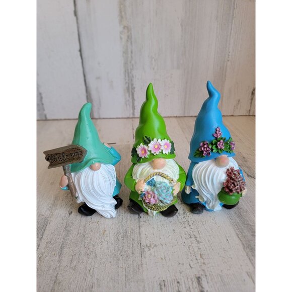 Gnome spring flower welcome set cute figure decor Easter - Picture 1 of 7
